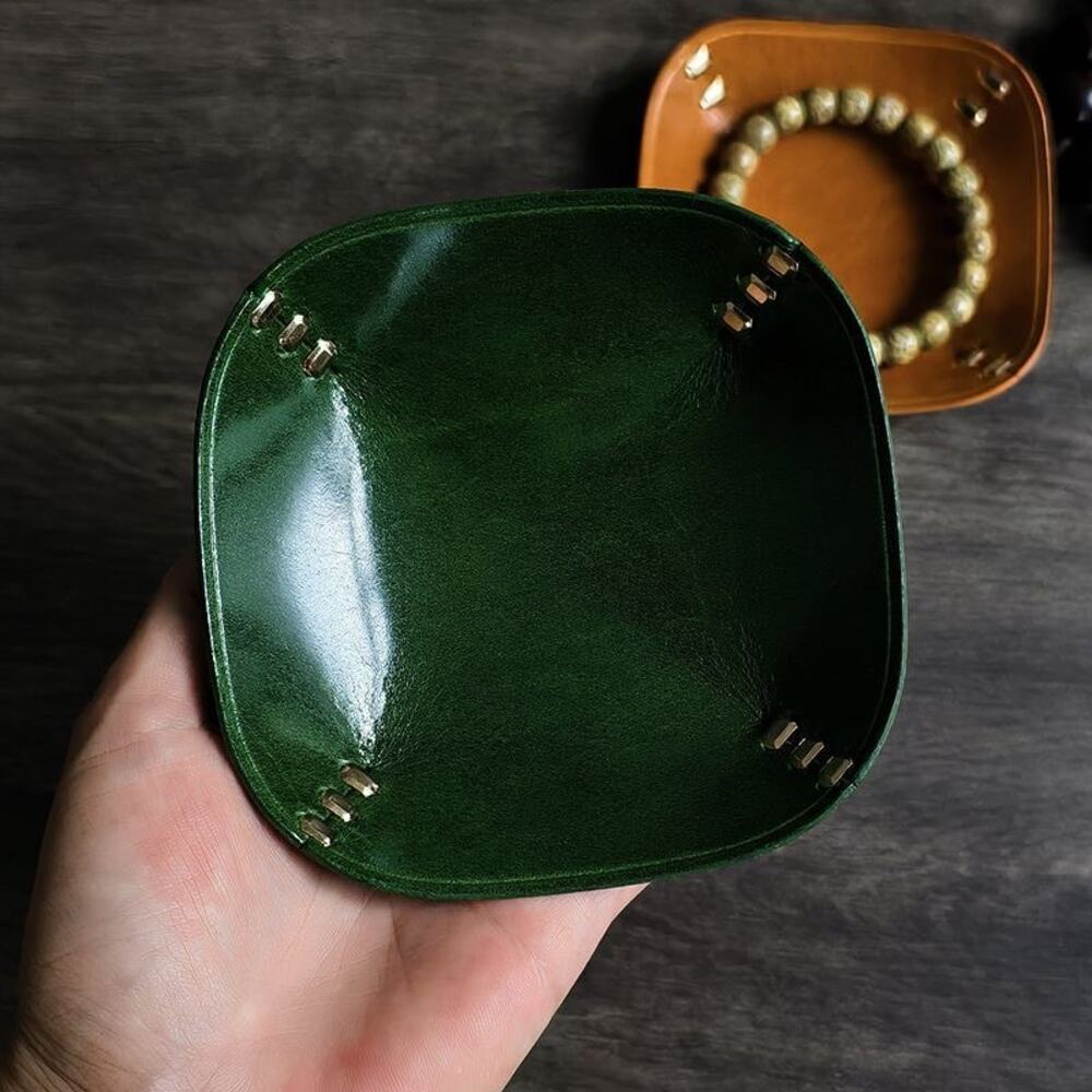 Handmade Leather Catchall Tray for Jewelry & Keys Small Items